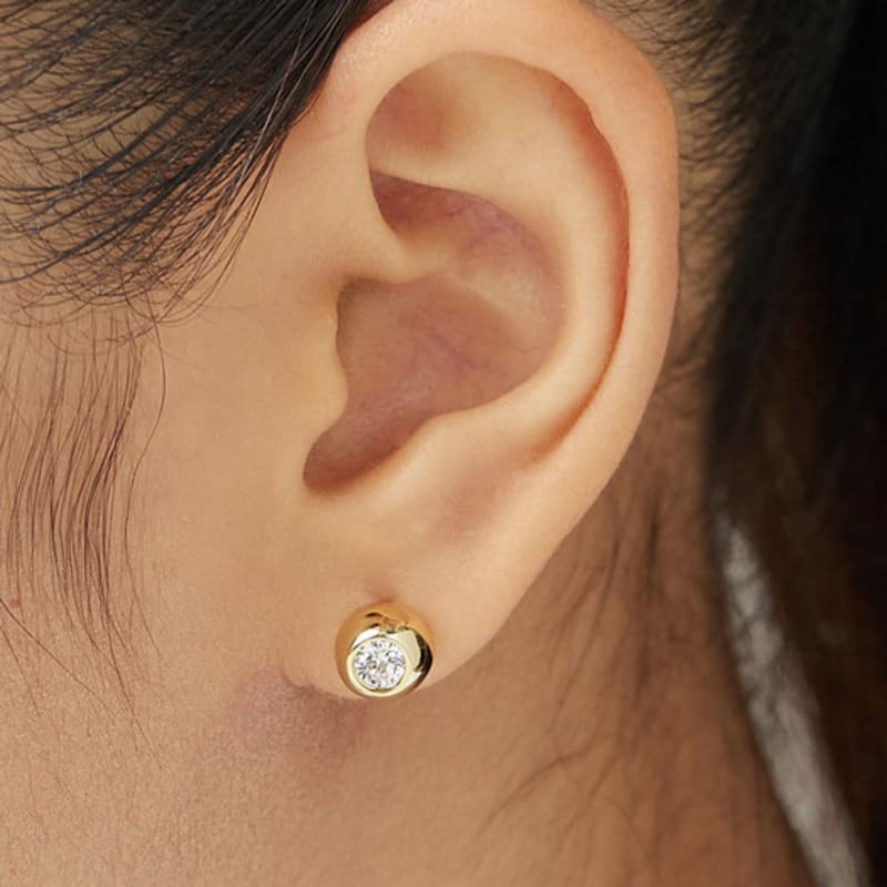 by hyeres Ball stone earrings (Gold) BH7E53735YBXXX