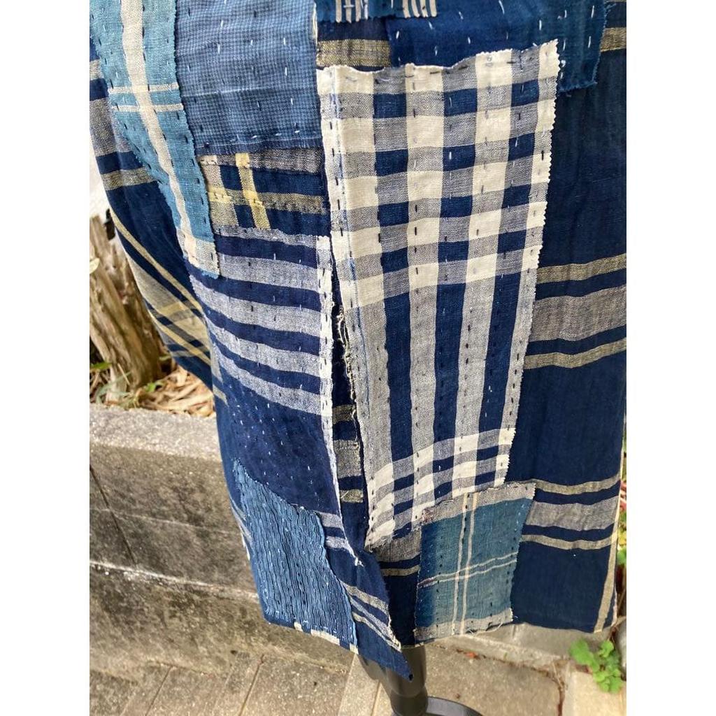 Used B38 Boro Stole Indigo Dye Patchwork Sewing Sashiko Old Fabric Remake