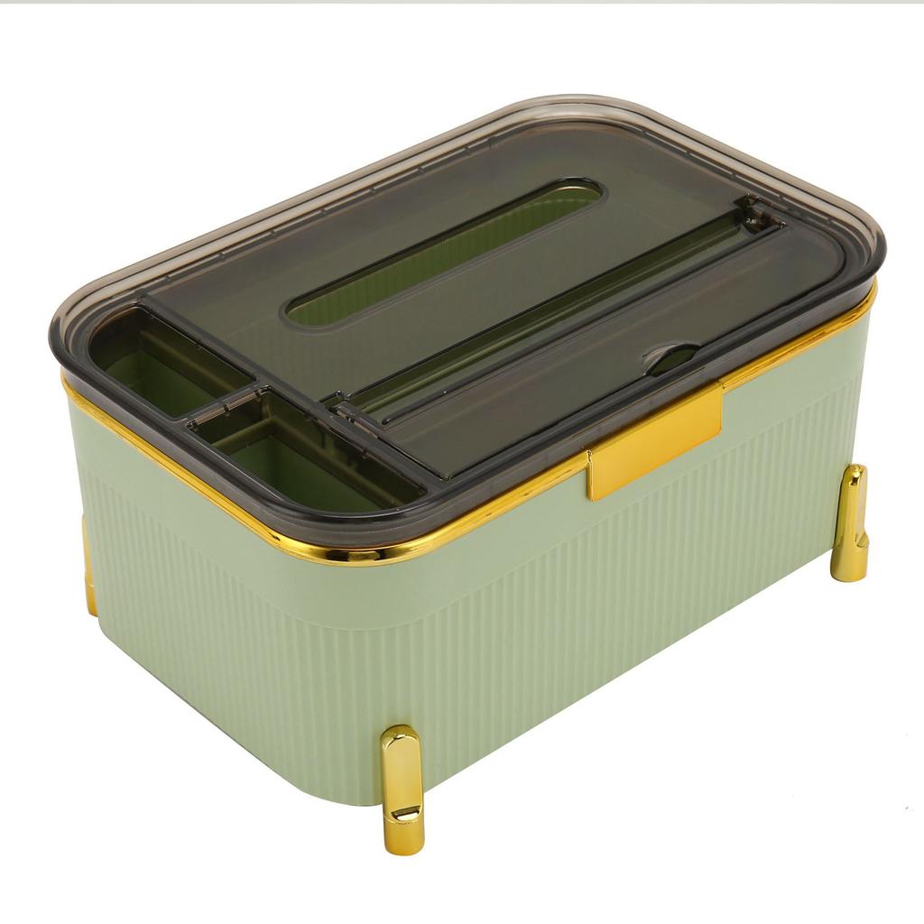 Tissue Box Holder with Storage Raised Bottom Multi Purpose Tissue Box Organizer for Pens