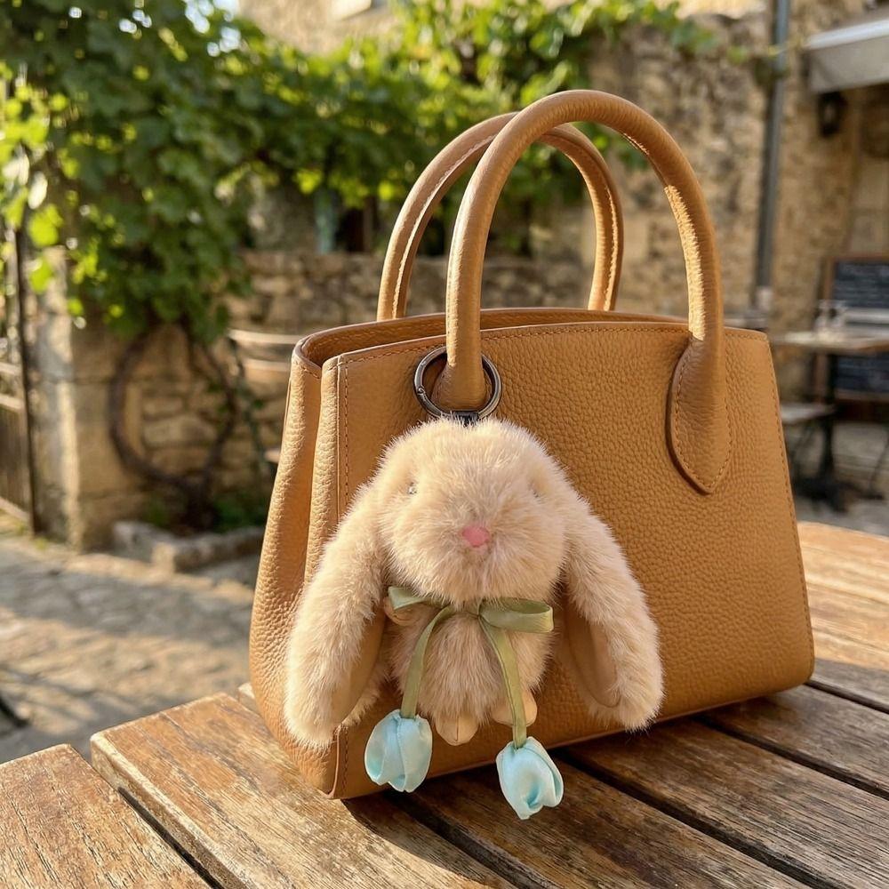 Cute Plush Doll Pendant PP Cotton Bag Charm Backpack Charm Tulip Rabbit Keychain Kids