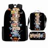 Anime Rucksack Set One Piece Naruto Schultasche für Jungen Schüler Laptop Rucksack Umhängetasche Federmäppchen 3-teilig Große Kapazität Wasserdicht