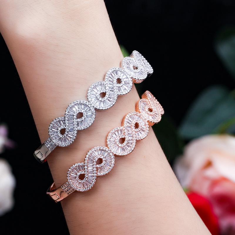 S0129 Creative Jewelry, Figure-Of-Eight Half-Circle Zircon Women'S Bracelet
