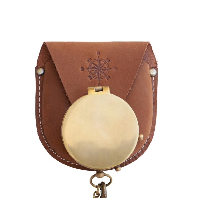 Retro Compass Storage Bag Multifunctional Pocket Watch Protective Leather Case Outdoor Survival Tool Leather Case
