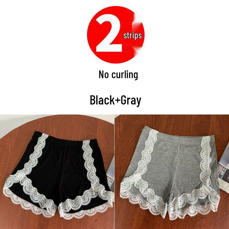 Women's Summer Lace Trim Anti-Exposure Ice Silk Safety Shorts