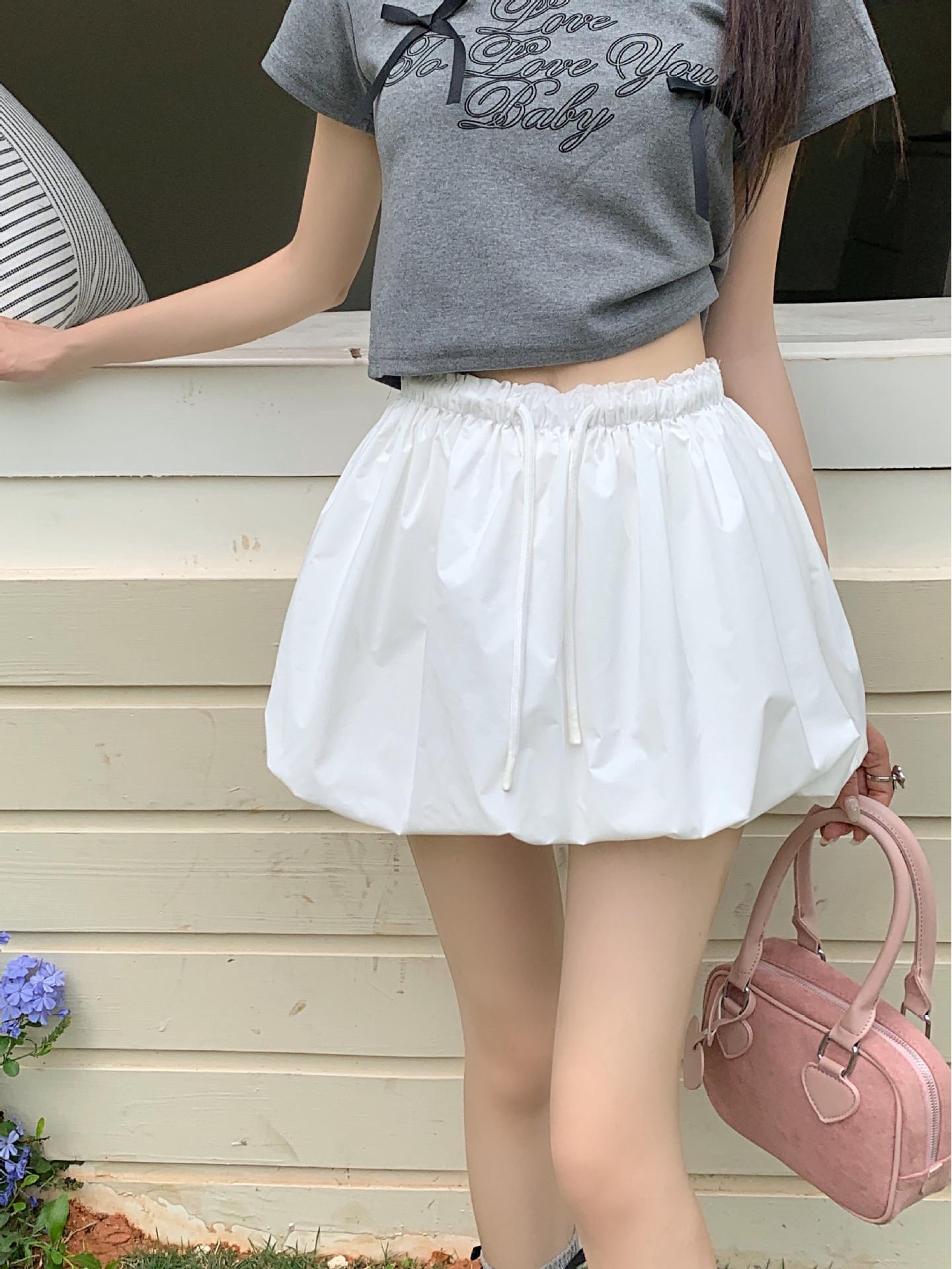 

Юбка-пачка цвета хаки в стиле ретро с цветочным принтом - Женская летняя 2024 с высокой талией, стройнящая, миниатюрная юбка L белый