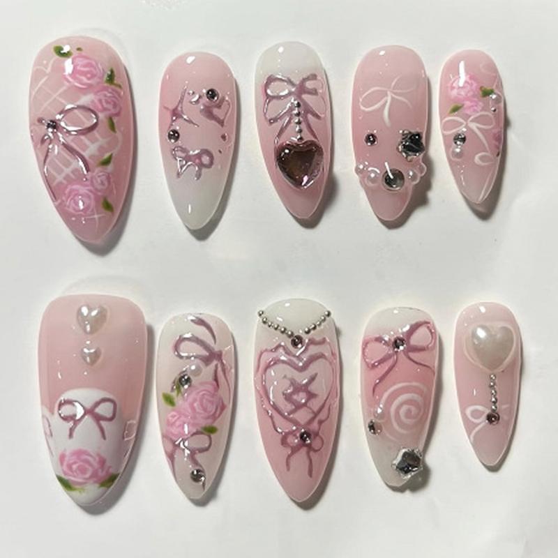 Press On Nail,Fake Nail Stick Glues On Nail False Nail Acrylic Nail Artificial False Nail for DIY Nail Art Designs