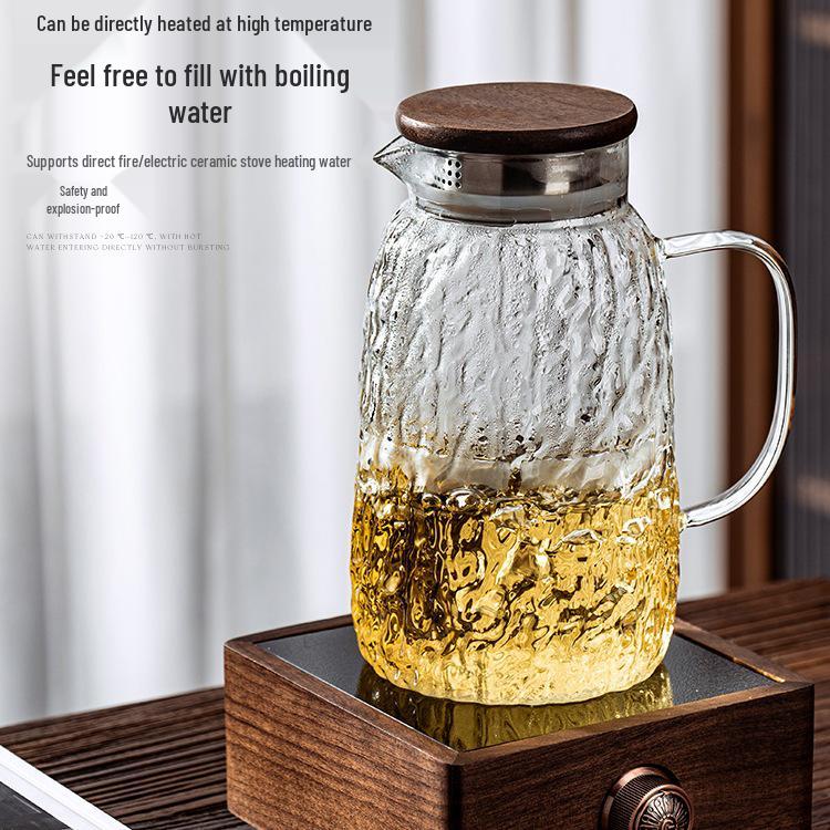Embossed Glass Water Cup Set for Living Room, High-Temperature Resistant Teaware for Coffee or Beer