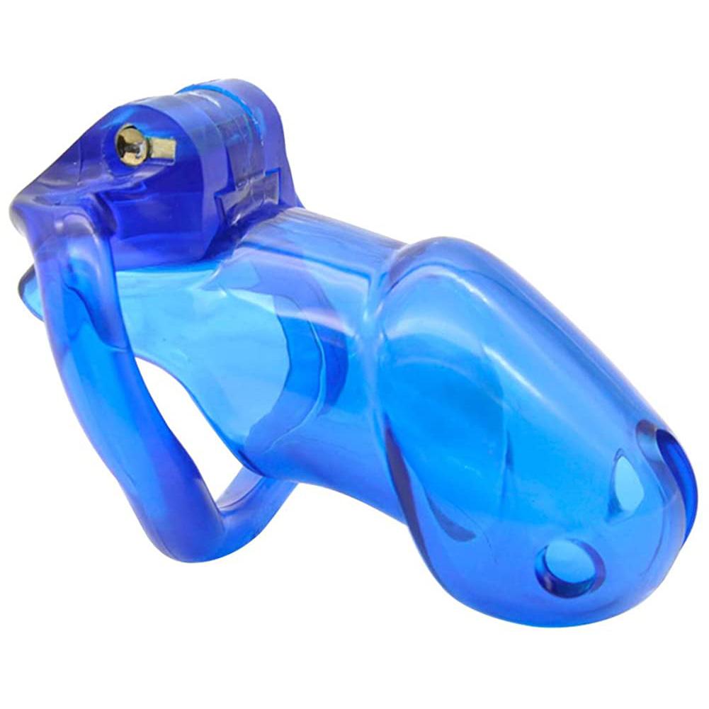 Male Chastity Cage with 1 Brass Locks Adjustable Silicone Cock Cage with 4 Rings for Male Penis Exercise