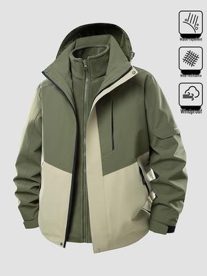 3-in-1 Herren-Einsatzjacke: Neue 2025 Herbst/Winter Outdoor Winddichte, Wasserdichte Kapuzen-Arbeitskleidung