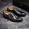 Leather Shoes Men'S Handmade Leather Dress Metal Buckle Business Men'S Shoes Casual Breathable British Engraved Monk Shoes