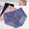 Big Size Lady Sexy Lace Hollow Bow Without Mark Pack Hip Lift Hip High Waist Triangle Briefs