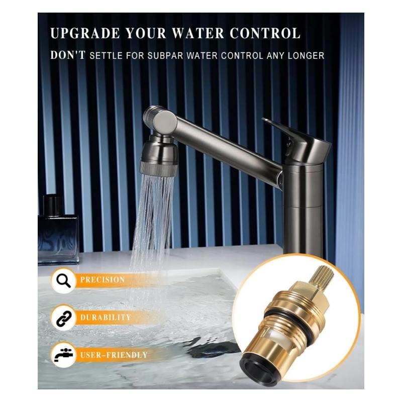 2Pcs Brass & Ceramic Valves Cartridges Replacement 45882000 Simple Installs for Hot & Cold Water Faucets Easy To Install
