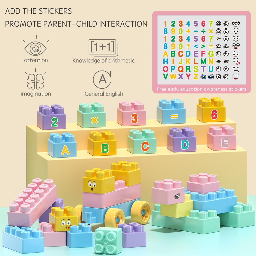 Macaron Pvc Card Head Bag, Kindergarten Baby Hands-On Brain Puzzle Building Block Toy
