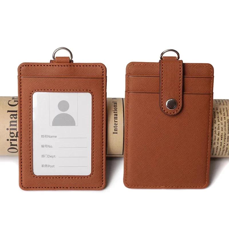 Multi-functional Card Holder with Lanyard for Men and Women Credit Cards Bank Cards Student Cards Leather Wallet ID Badge Case