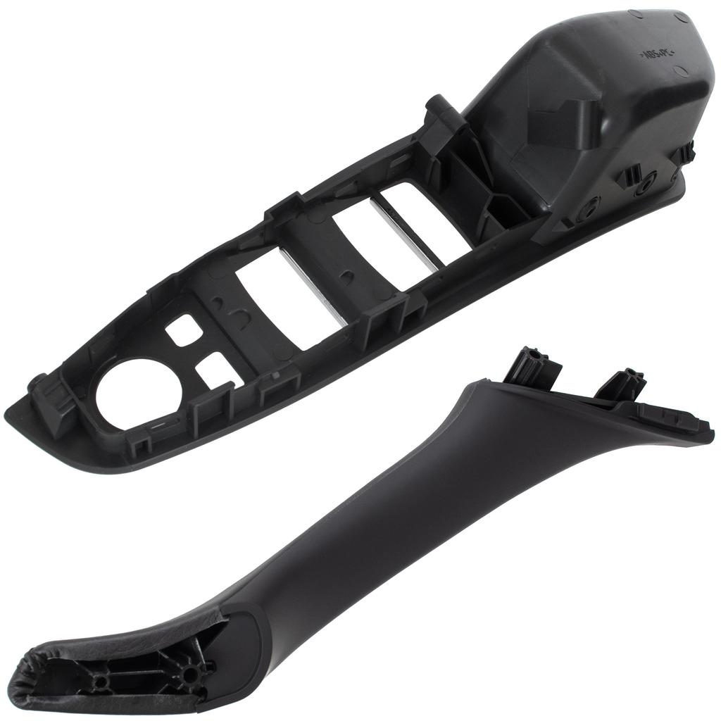 BMW 5 F10 F11 09-17 Black Interior Handle for Left Front Door, 2-Hole & Black Leather Interior Handle for Right Front Door, 2 Pcs Set