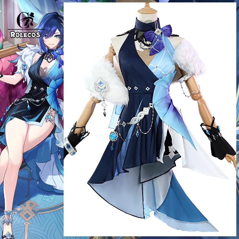 Game Genshin Impact Yelan Cosplay Costume Tranquil Banquet Yelan Halloween Women Dress Party Role Play Outfit  Skin