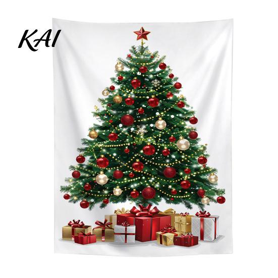 Wall Tapestry for Party Merry Christmas Tapestry, Hanging Fabric Backdrop, Xmas Tree Winter Holiday Art Living Room, Bedroom Decoration, 59"