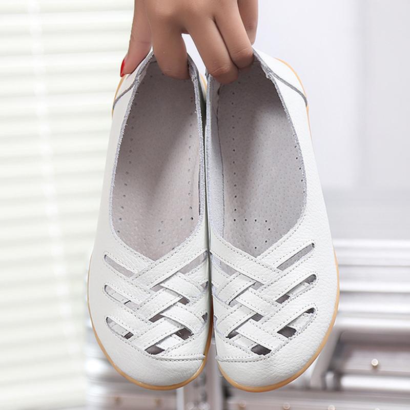 Loafer Shoes For Women Hollow Out New Moccasin Shoes Women'S Ballet Flats PU Genuine Leather Female Shoes Woman Loafer Shoes Tenis Feminino