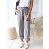 Women New Summer Cotton Linen Pants Solid Color Casual Stretch High-waist Straight-leg Pants