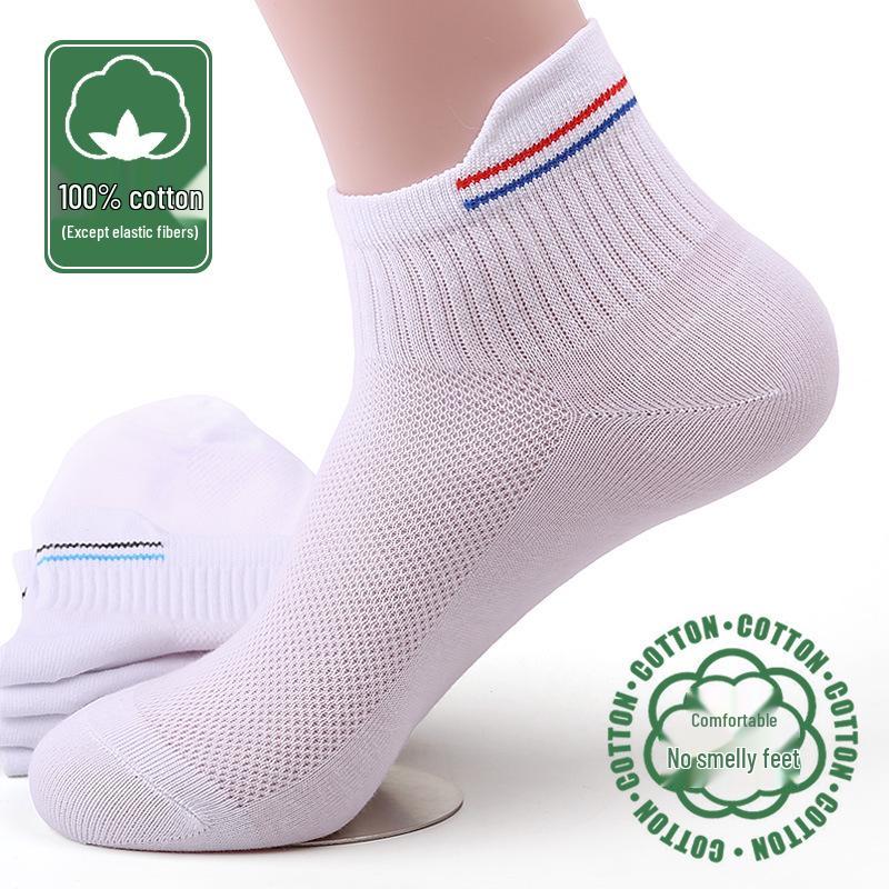 5 Pairs Unisex Cotton Mesh Ankle Socks: Lightweight, Non-Slip, Breathable for Spring/Summer