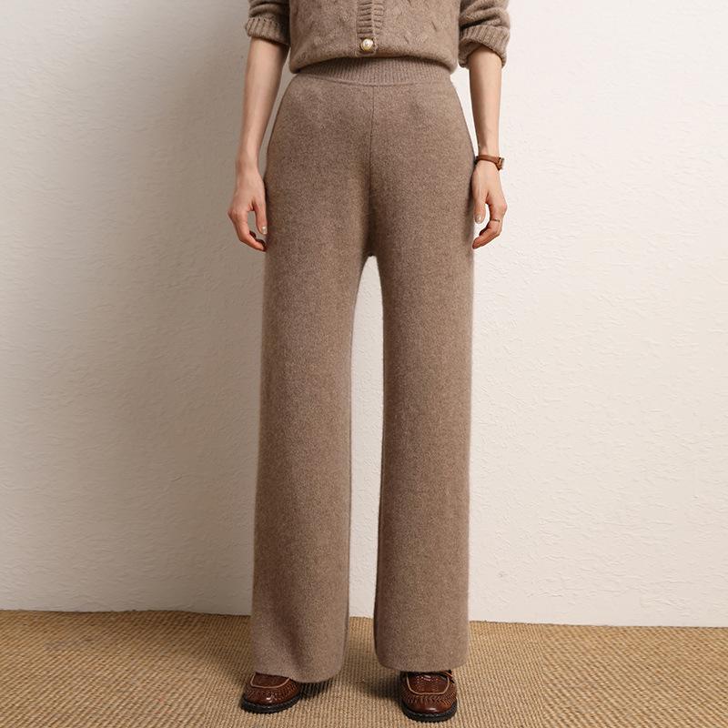 Cashmere High-Waisted Wide-Leg Knit Pants - Autumn/Winter Collection
