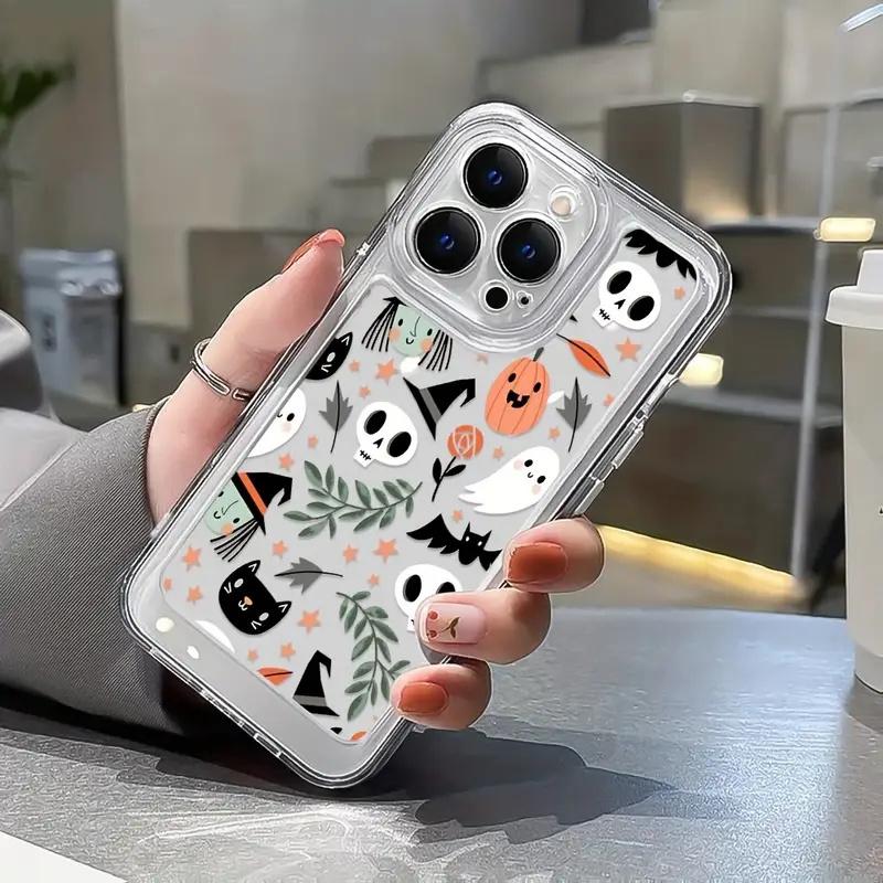 Halloween Pattern Transparent Phone Case For Samsung Galaxy A16 5G A55 A35 A15 A56 S24 Ultra S23 FE S22 S21 S25 Plus Soft Cover