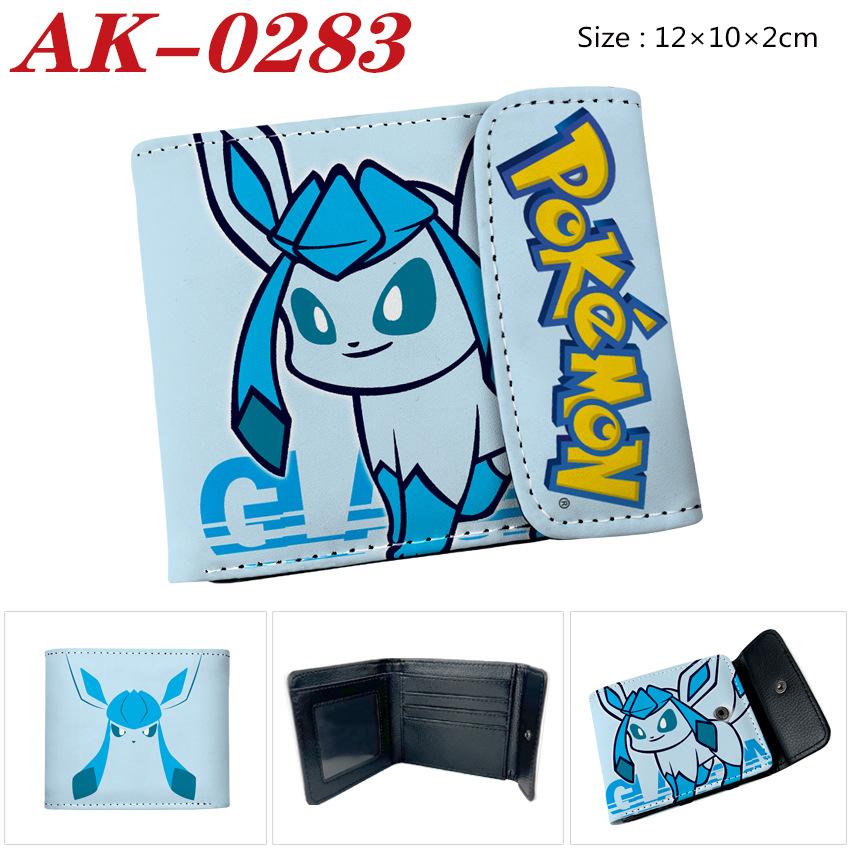 Pokemon Eevee Anime Full Color Snap Button PU Leather Short Wallet Card Holder Coin Purse for Men Women Students