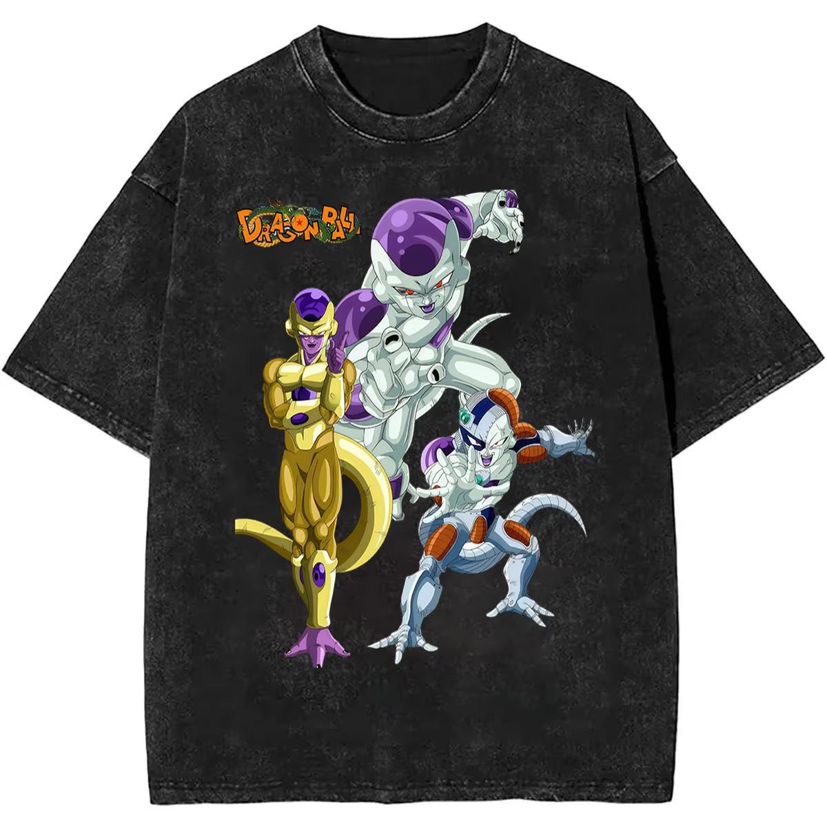 

New Summer Dragon Ball Frieza Nostalgic Washed Tee Cotton Heavyweight Retro Streetwear comfortable Unisex Men TShirt M
