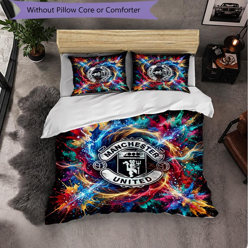 Set Lenzuola Manchester United Modello 3 Pezzi Morbida Copripiumino in Microfibra con Federe per Camera da Letto