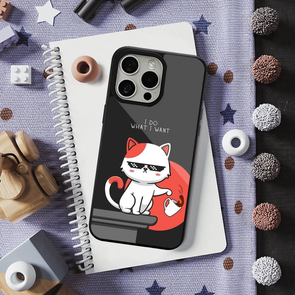 Cute Art Cat Cartoon Phone For iPhone 17,14,11,15,16,13,12,Pro,Max,For Magsafe,Plus,Mini, Magnetic Wireless Charging Case