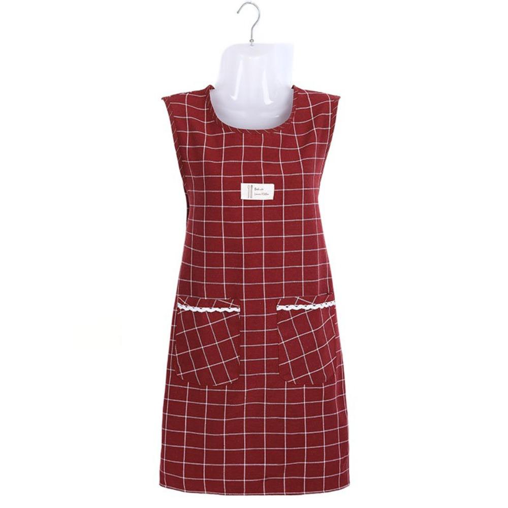 Large Pocket Cooking Apron Cotton Overalls Chef Aprons Household Sleeveless Apron  Home Cooking