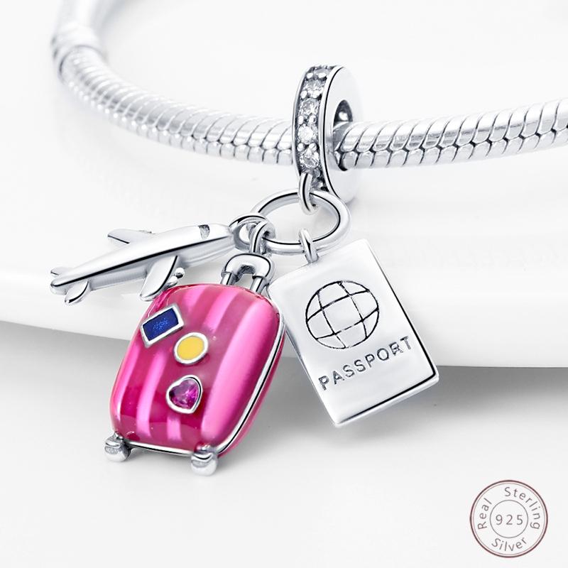 Hot 100 copper Travel Tourism Pink Sparkling Zirconia Charm Bead Charms 3mm Do It Yourself Holiday Exquisite Jewellery Gift Making