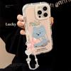 Pink Puppy Mirror for IPhone 16 Mobile Phone Case 14 ProMax Girl for IPhone 15 for 17 Bow Hanging Chain 11
