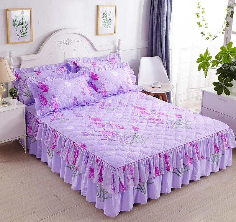 1piece Sheets for Bed Thick Warm Elastic Fitted Queen Mattress Pad Bedspread Bed Skirt Wedding Bedskirt No Pillowcase