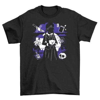 Mittwoch Dinge T-Shirt: Gruselig und stilvoll! Unisex-Druckdesign, 100% Baumwolle.