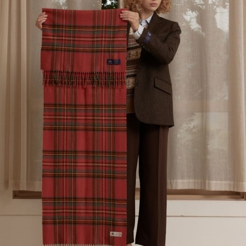 ABRAHAM MOON Merino Wool Shawl Muffler 50cm - Antique Royal Stewart