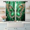 2pc  Curtains  Diamond Pearl Butterfly Machine Washable Fabric  Without Electricity Festive Holiday Suitable for Classroom