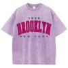 Womans Cotton Washed T-Shirts Fashion Loose O-Neck Short Sleeve Brooklyn New York Printing Tops Summer Street Female Clothes