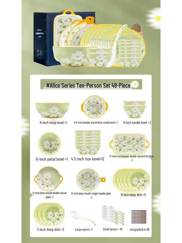 Mode Lanca Alice 10-Person Ceramic Dinnerware Set