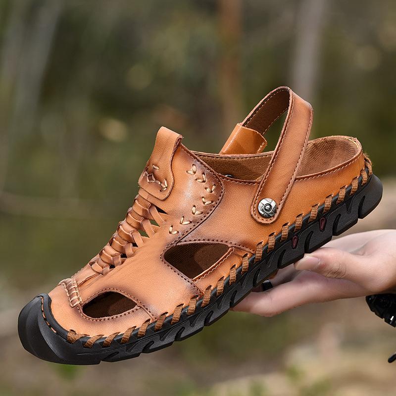 

2025 new handmade breathable two-wear beach cowhide sandals 44