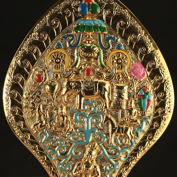 Tibetan Dharma-Chakra,Engraving Golden Alloy Handicraft Tantric Falun ,Buddhist Altars Religious Item Desktop Decorative,1Pcs