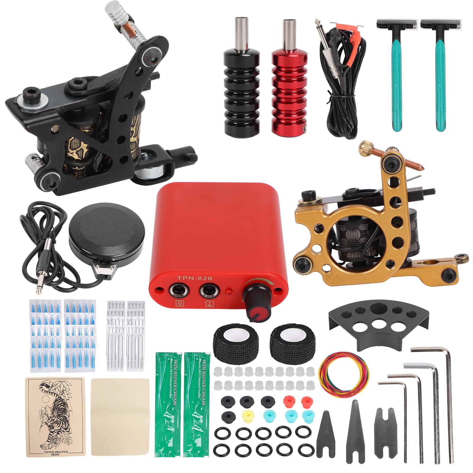 

Полный набор тату-машинок Профессиональный стартовый набор для татуировщика Лайнер Шейдер Мини блок питания Клип-корд US Plug