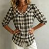 Women's V-Neck Loose Fit 3/4 Sleeve Blouse, Casual Print Top for Summer