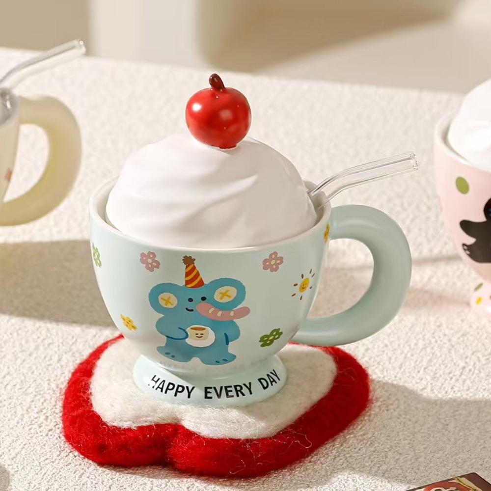 Ceramic Mug Girl Cute Household Drinking Cup New 2024 Dormitory Breakfast Coffee Cup Office