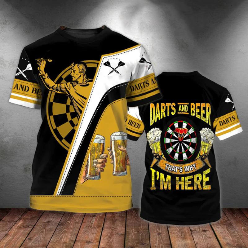 Herren T-Shirt Sommer Casual Beer Darts Printed Kurzarm T-Shirt Tops Lose Übergroßes T-Shirt Mew Party Herrenbekleidung Camisetas