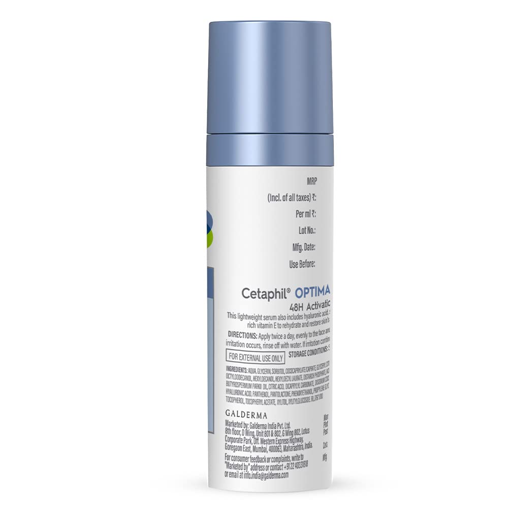 Cetaphil Optimal Hydration Lightweight Serum 30 Ml for Sensitive Skin Fast Absorbing Long-Lasting Moisture Boost