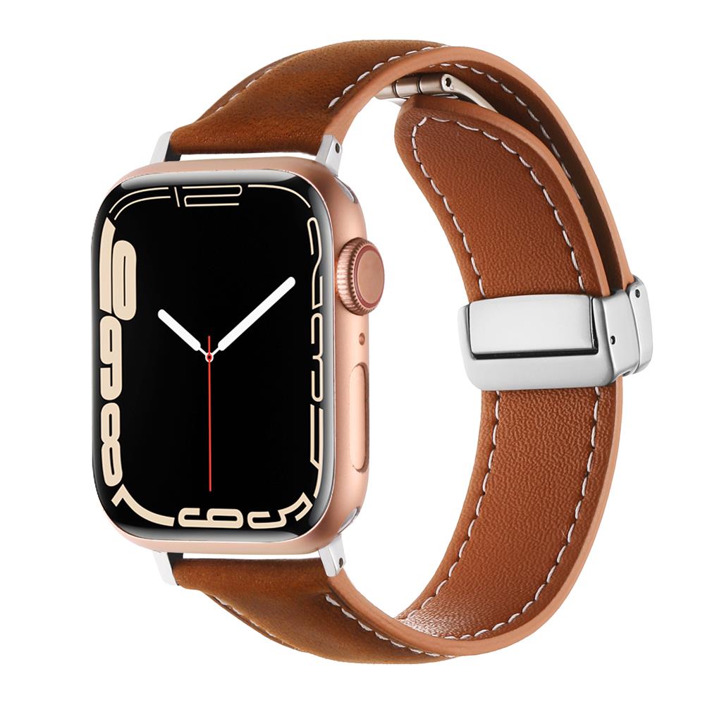 Crazy Horse Magnetic Buckle Women's Genuine Leather Watch Strap,For Apple Watch 42mm 44mm 45mm 49mm iWatch S10 46mm