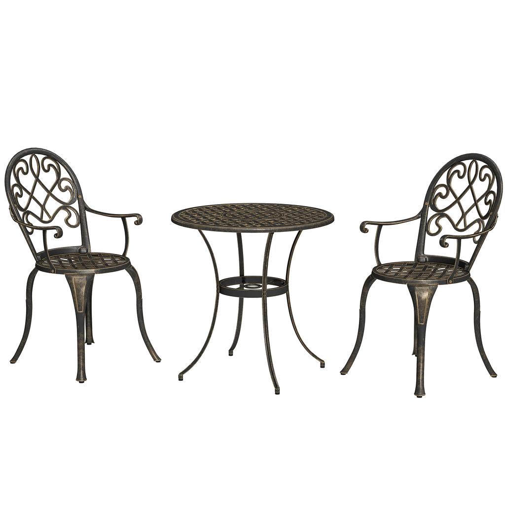 Three-Piece Elegant Aluminium Garden Set - Bronze Tone