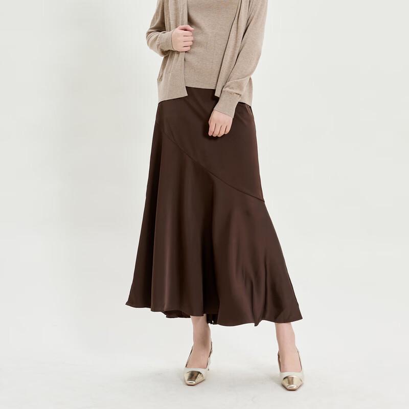 

Retro Satin A-line Ruffle Long Skirt M