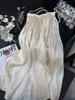Pearlescent luster yarn pleated pleated skirt summer women medium and long hanging high waist a word 2025 new